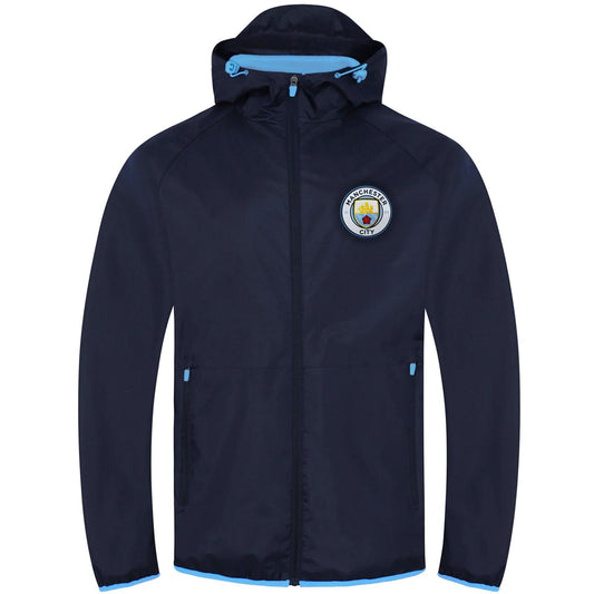 Navy - Front - Manchester City FC Mens Crest Peaked Windbreaker