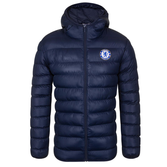 Navy Blue - Front - Chelsea FC Mens Crest Quilted Jacket
