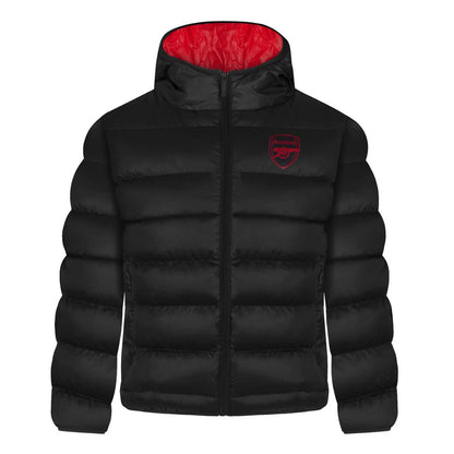 Black - Front - Arsenal FC Boys Crest Quilted Jacket