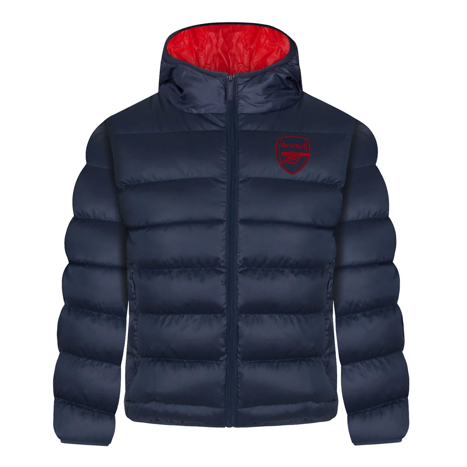 Navy Blue - Front - Arsenal FC Boys Crest Quilted Jacket