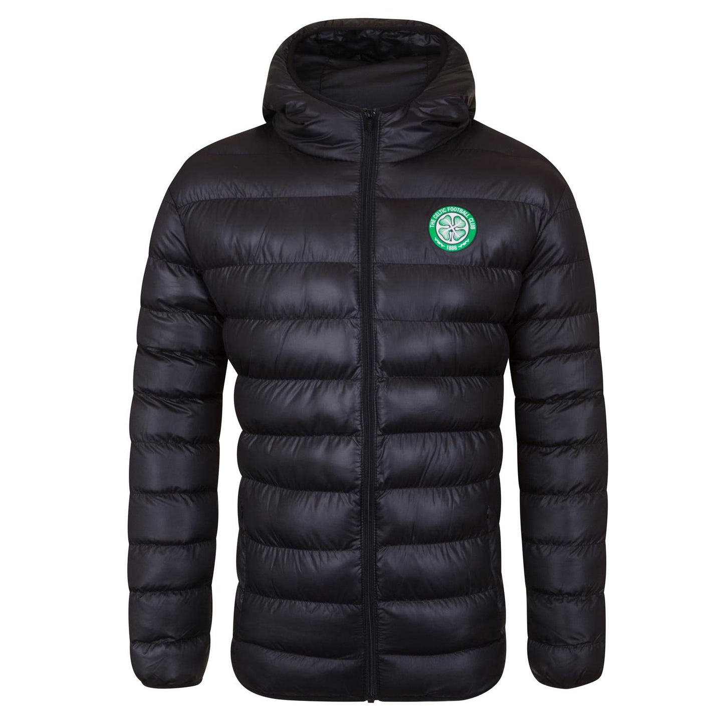 Black - Front - Celtic FC Mens Crest Quilted Jacket