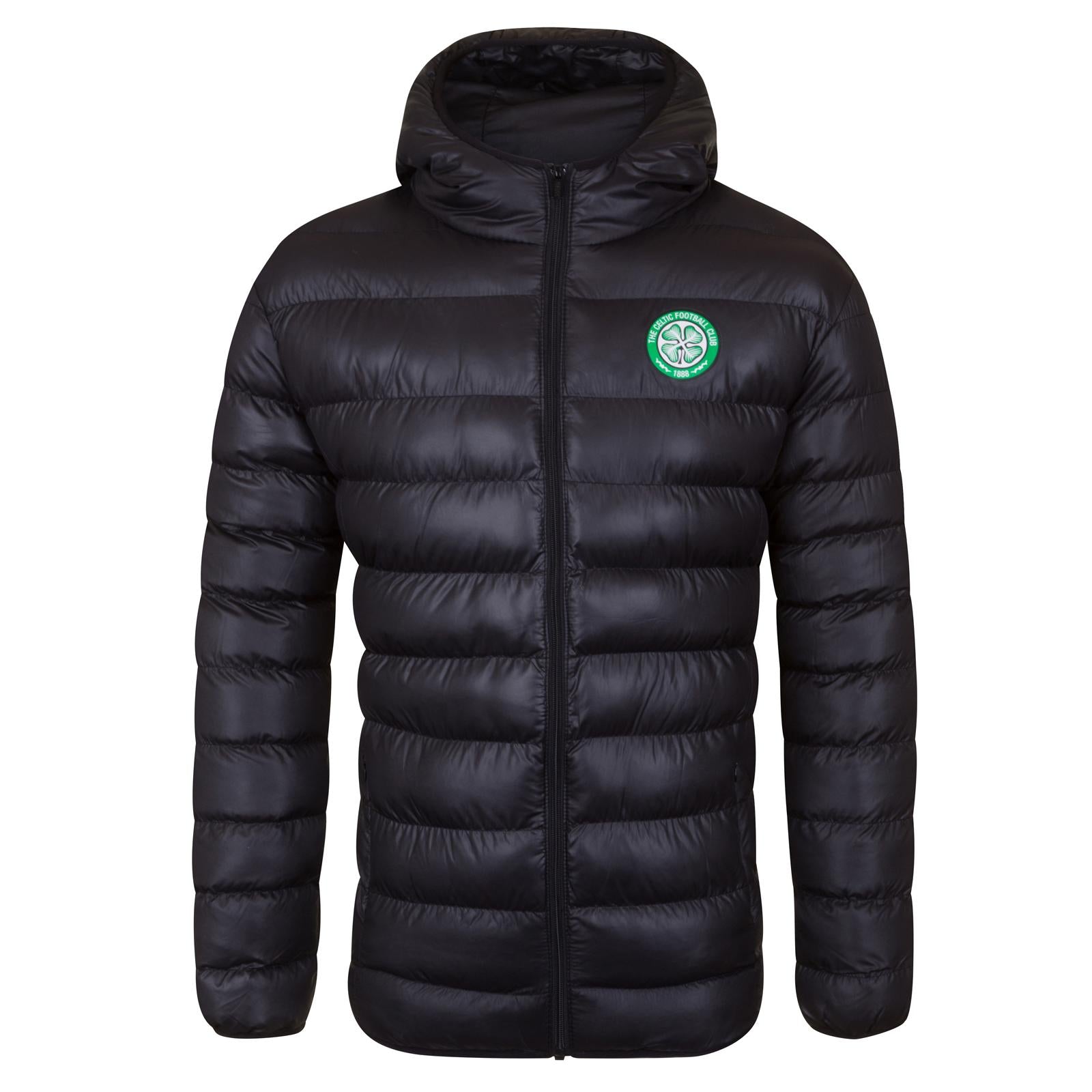 Black - Front - Celtic FC Mens Crest Quilted Jacket