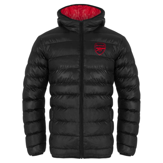 Black - Front - Arsenal FC Mens Crest Quilted Jacket