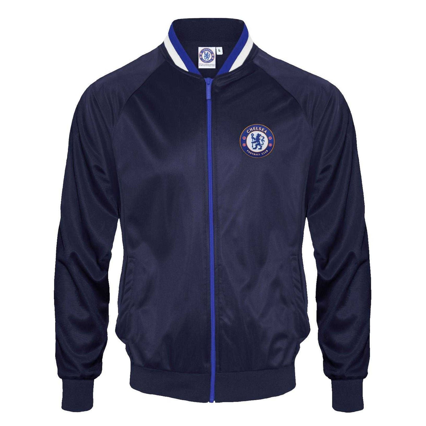 Navy - Front - Chelsea FC Mens Crest Bomber Jacket