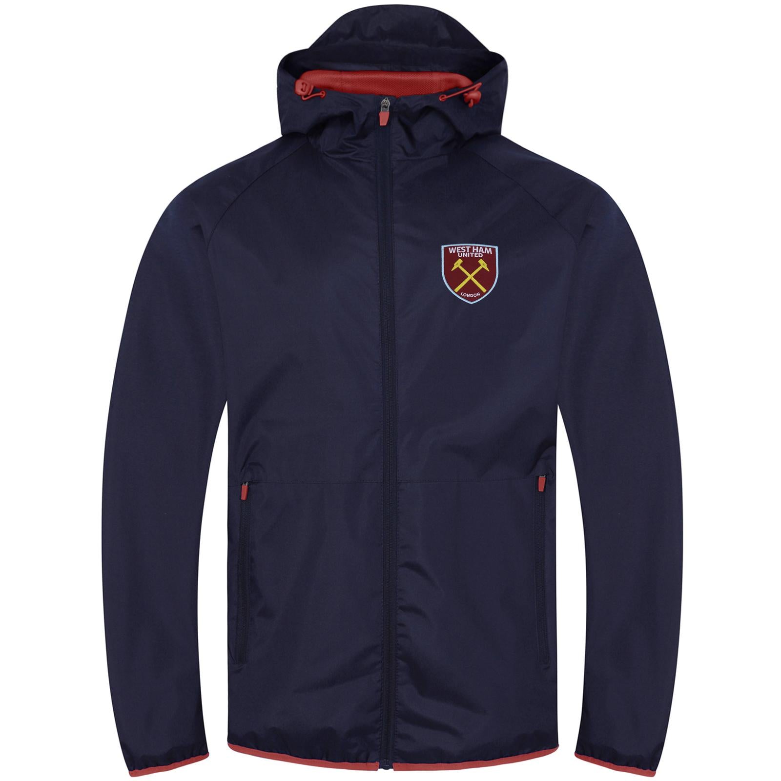 Navy - Front - West Ham United FC Mens Crest Peaked Windbreaker