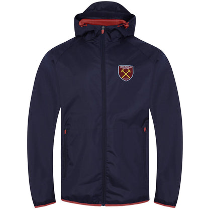 Navy - Front - West Ham United FC Mens Crest Peaked Windbreaker