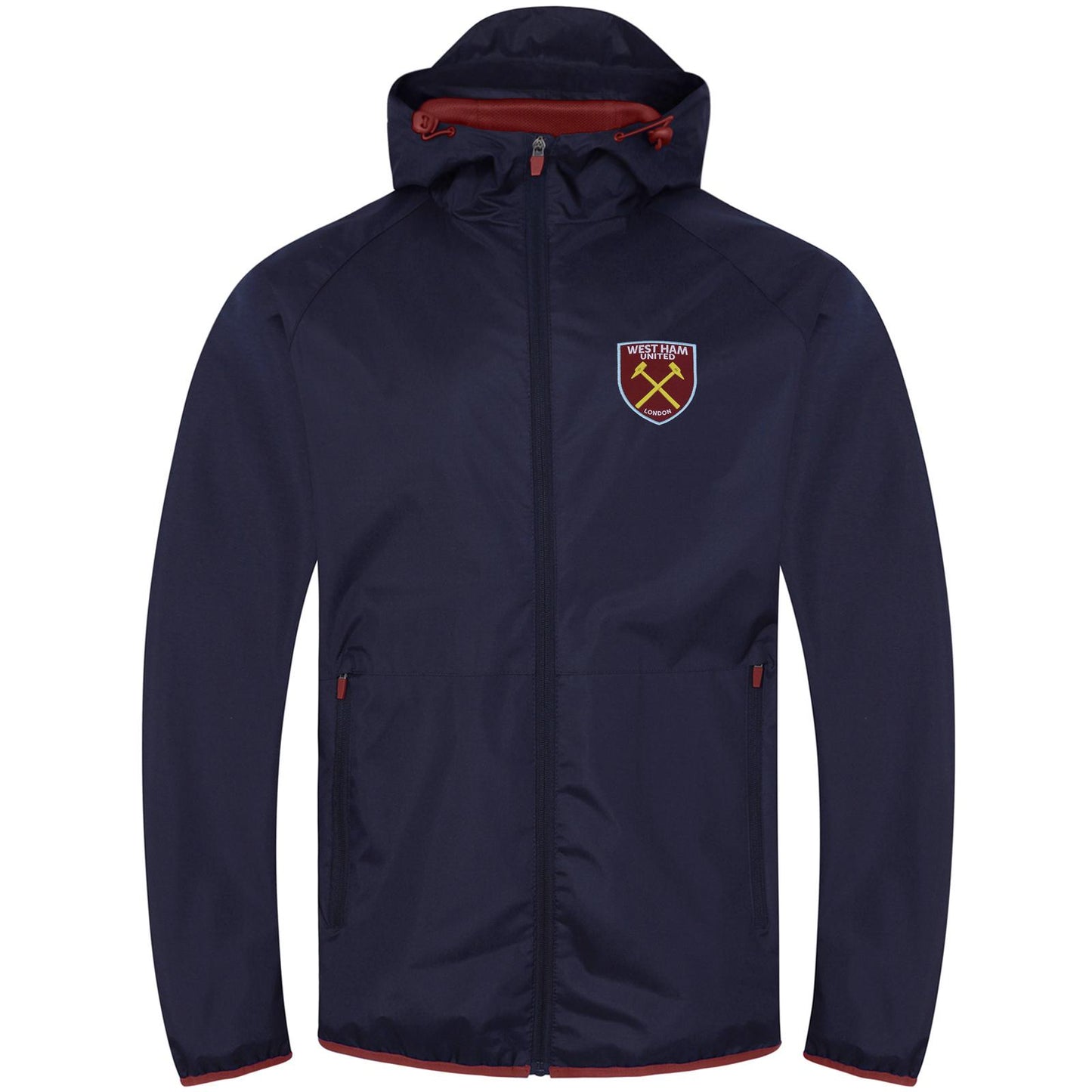 Navy - Back - West Ham United FC Mens Crest Peaked Windbreaker