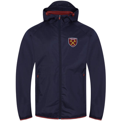 Navy - Back - West Ham United FC Mens Crest Peaked Windbreaker