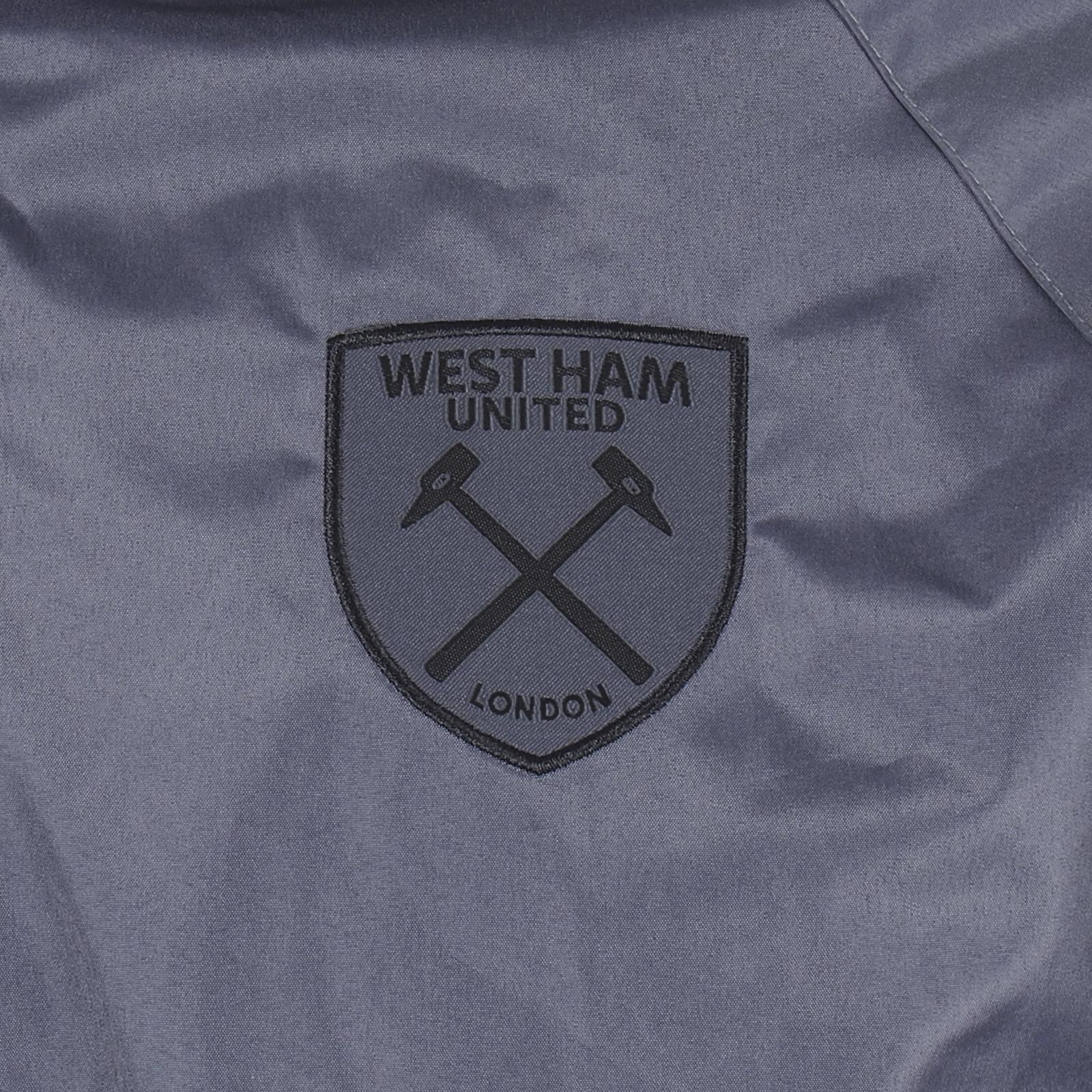 Grey - Back - West Ham United FC Mens Crest Peaked Windbreaker