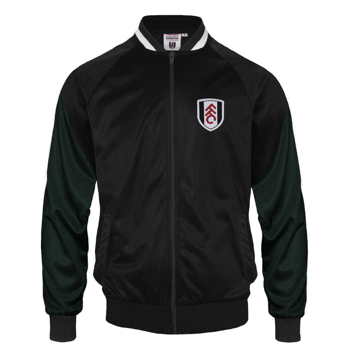 Black - Front - Fulham FC Mens Retro Bomber Jacket