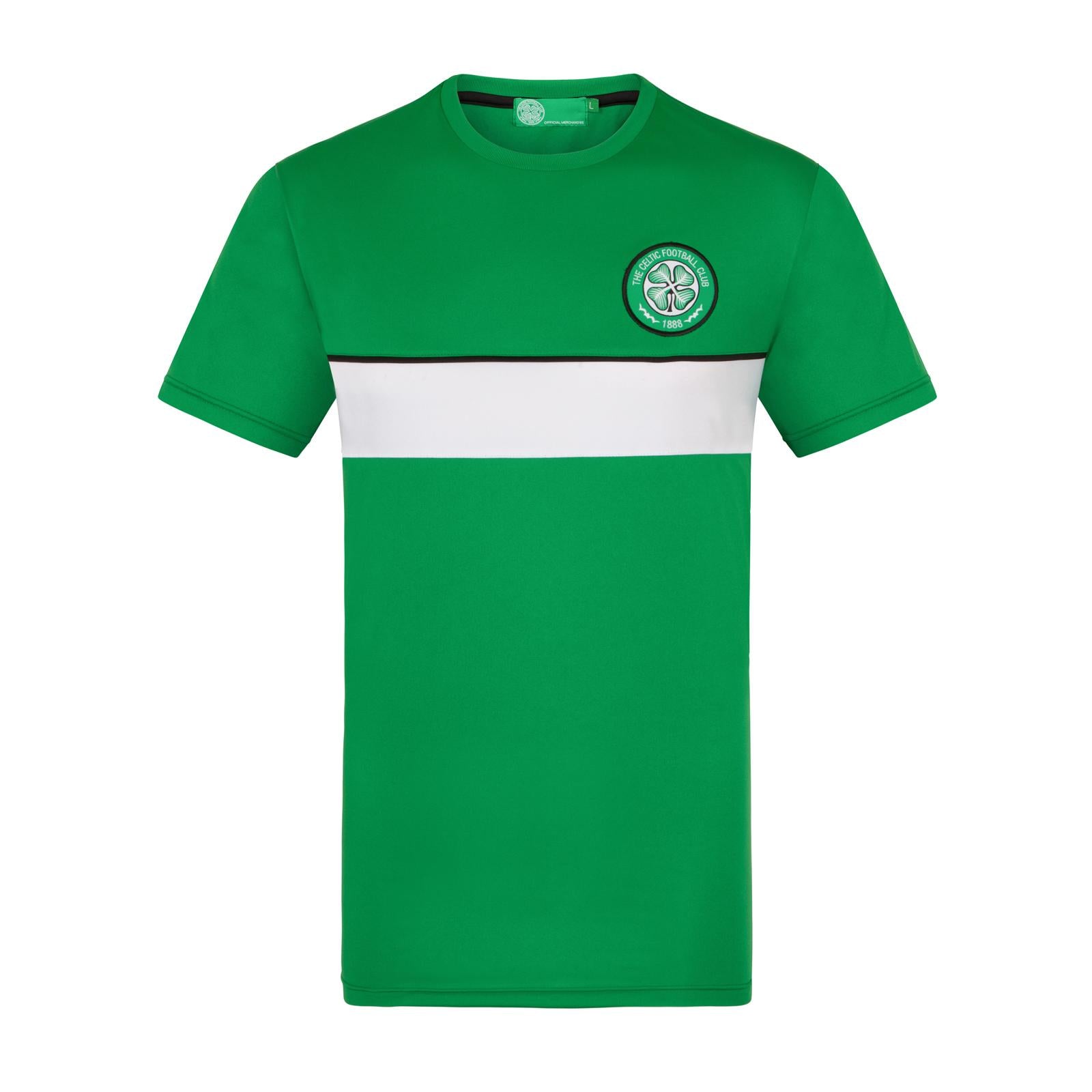 Green-White - Front - Celtic FC Mens Polyester T-Shirt