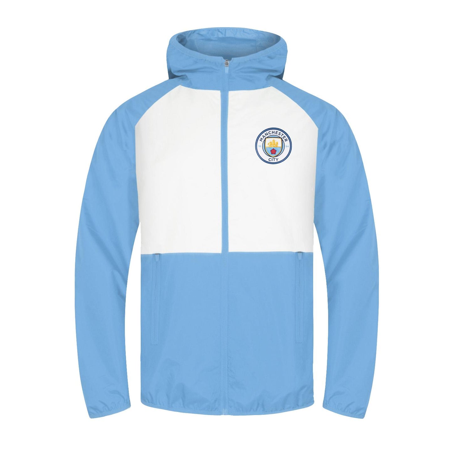 White-Sky Blue - Front - Manchester City FC Mens Crest Raglan Windbreaker