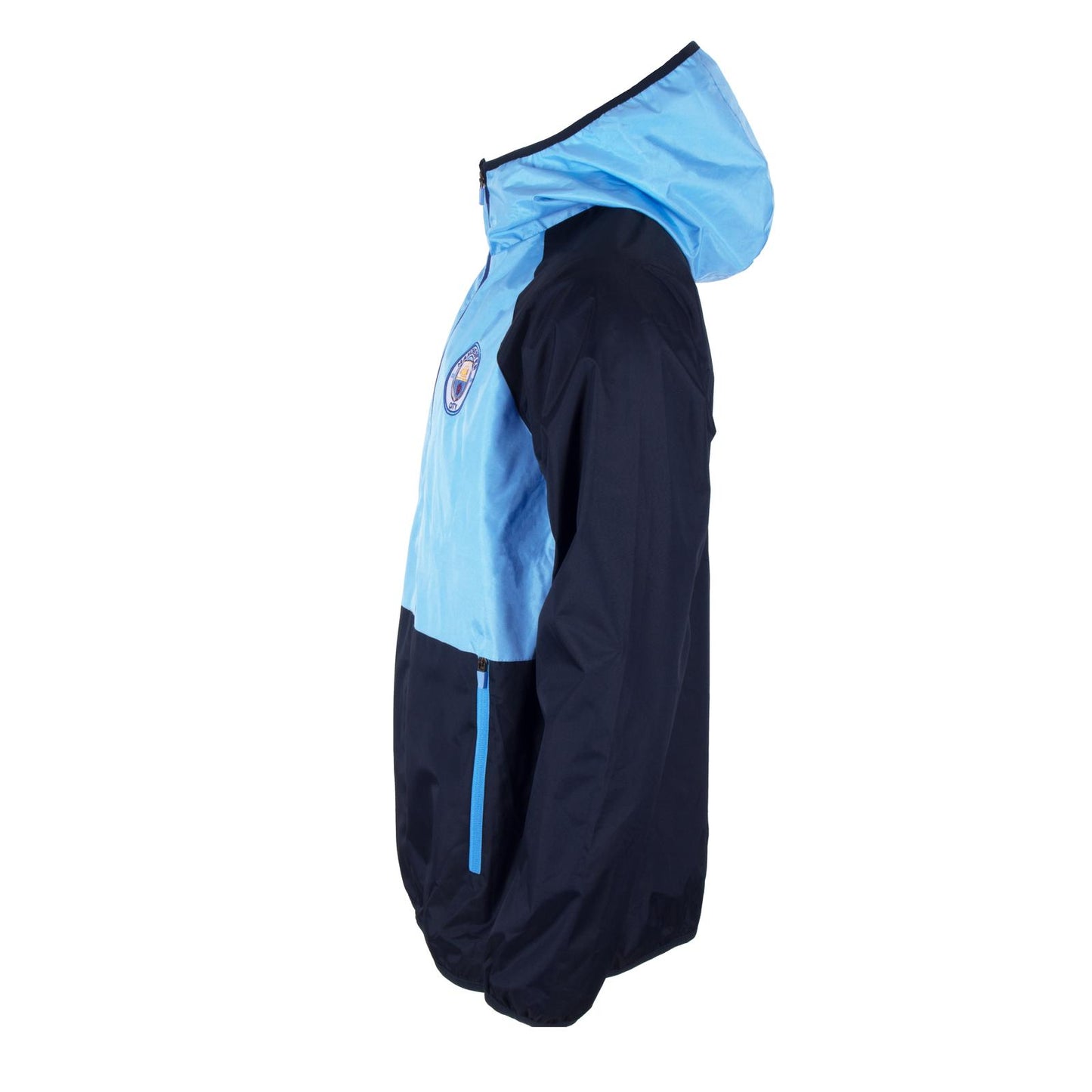 Navy-Sky Blue - Pack Shot - Manchester City FC Mens Crest Raglan Windbreaker