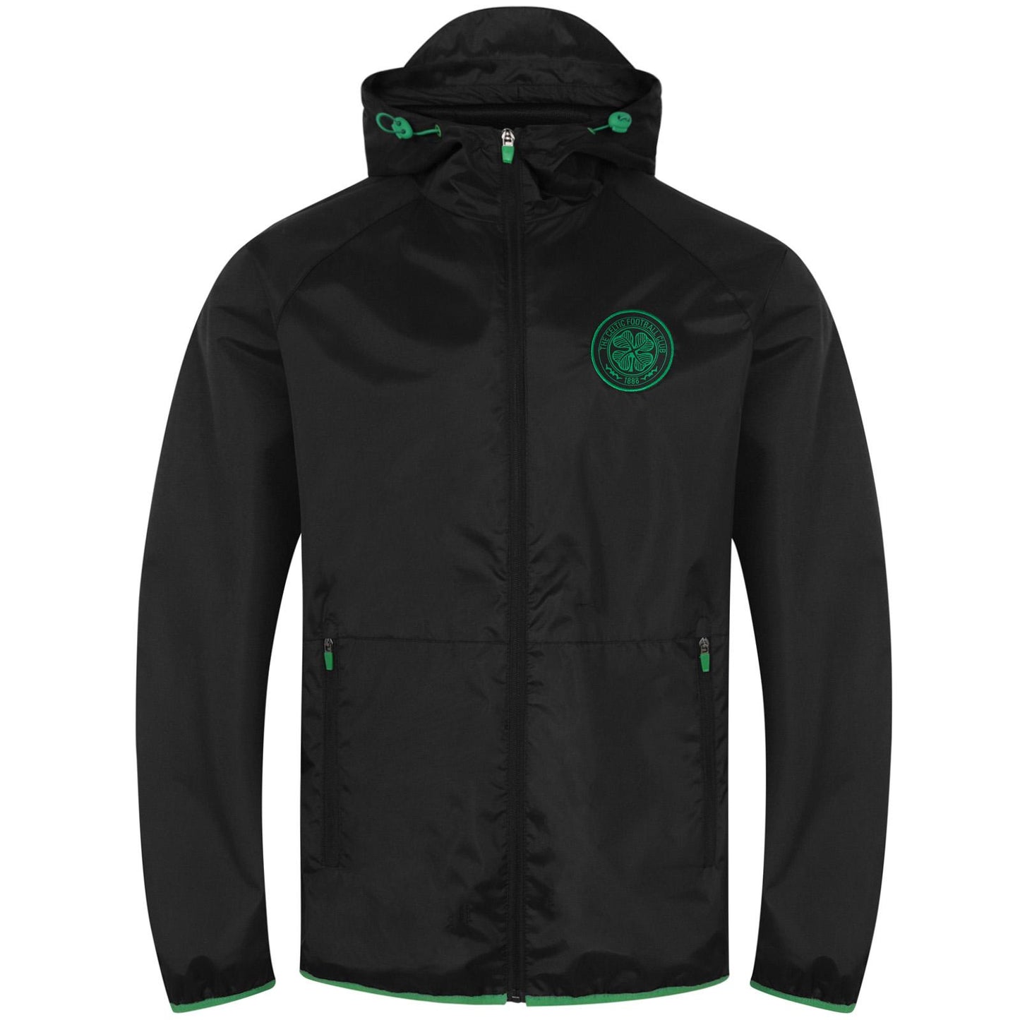 Black-Green - Front - Celtic FC Mens Crest Windbreaker