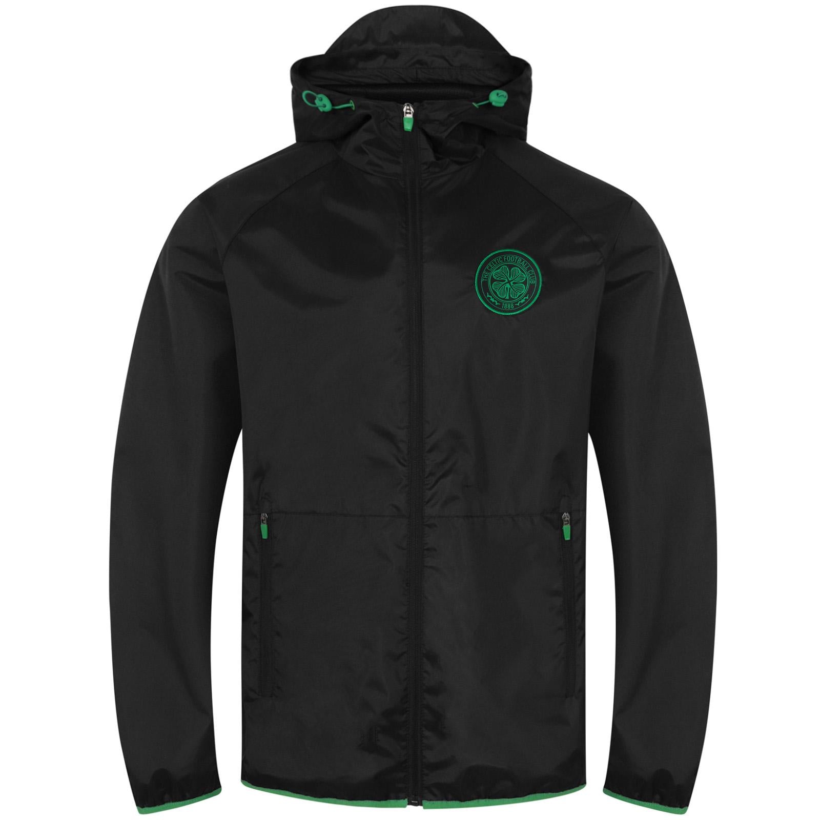 Black-Green - Front - Celtic FC Mens Crest Windbreaker