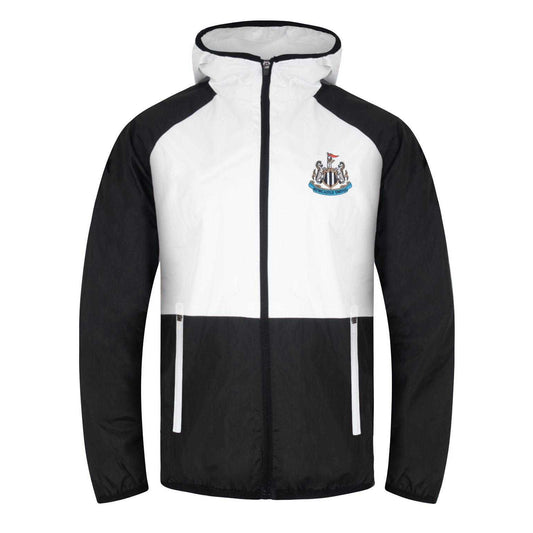 Black-White - Front - Newcastle United FC Mens Crest Two Tone Windbreaker