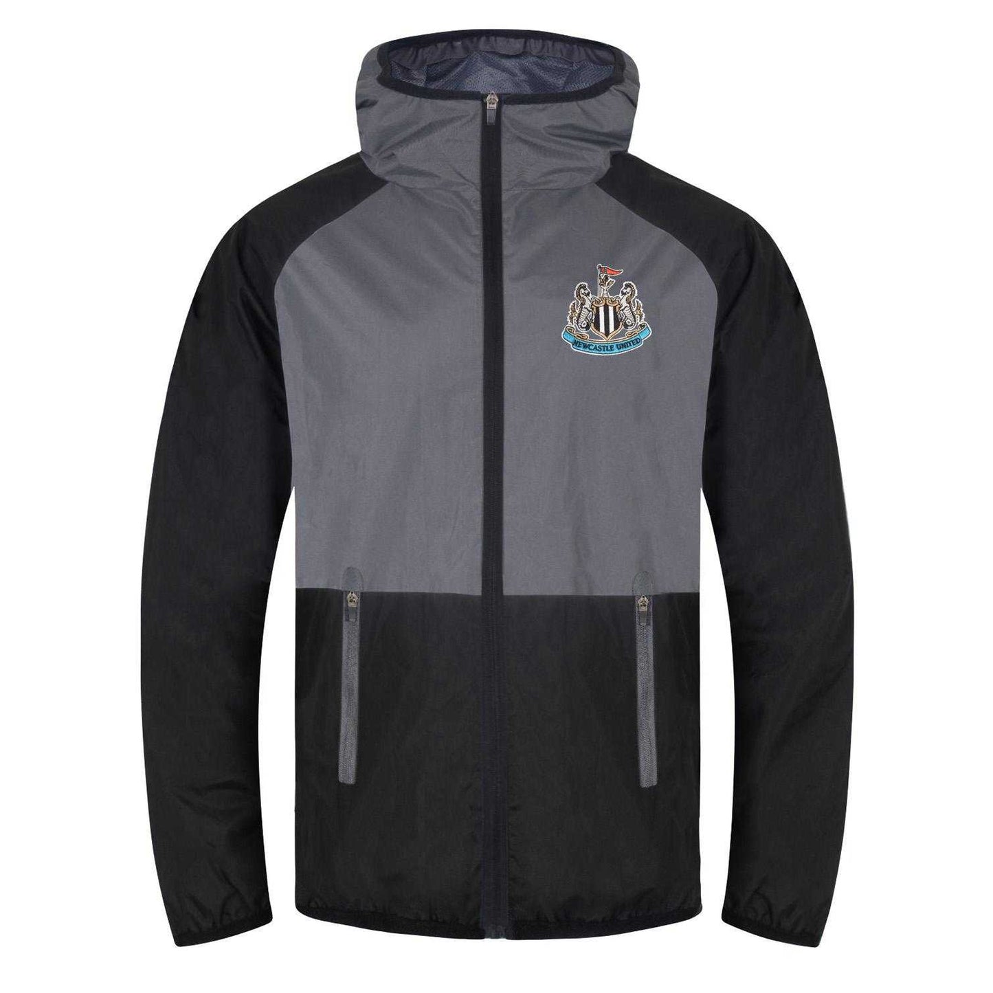 Black-Grey - Front - Newcastle United FC Mens Crest Two Tone Windbreaker