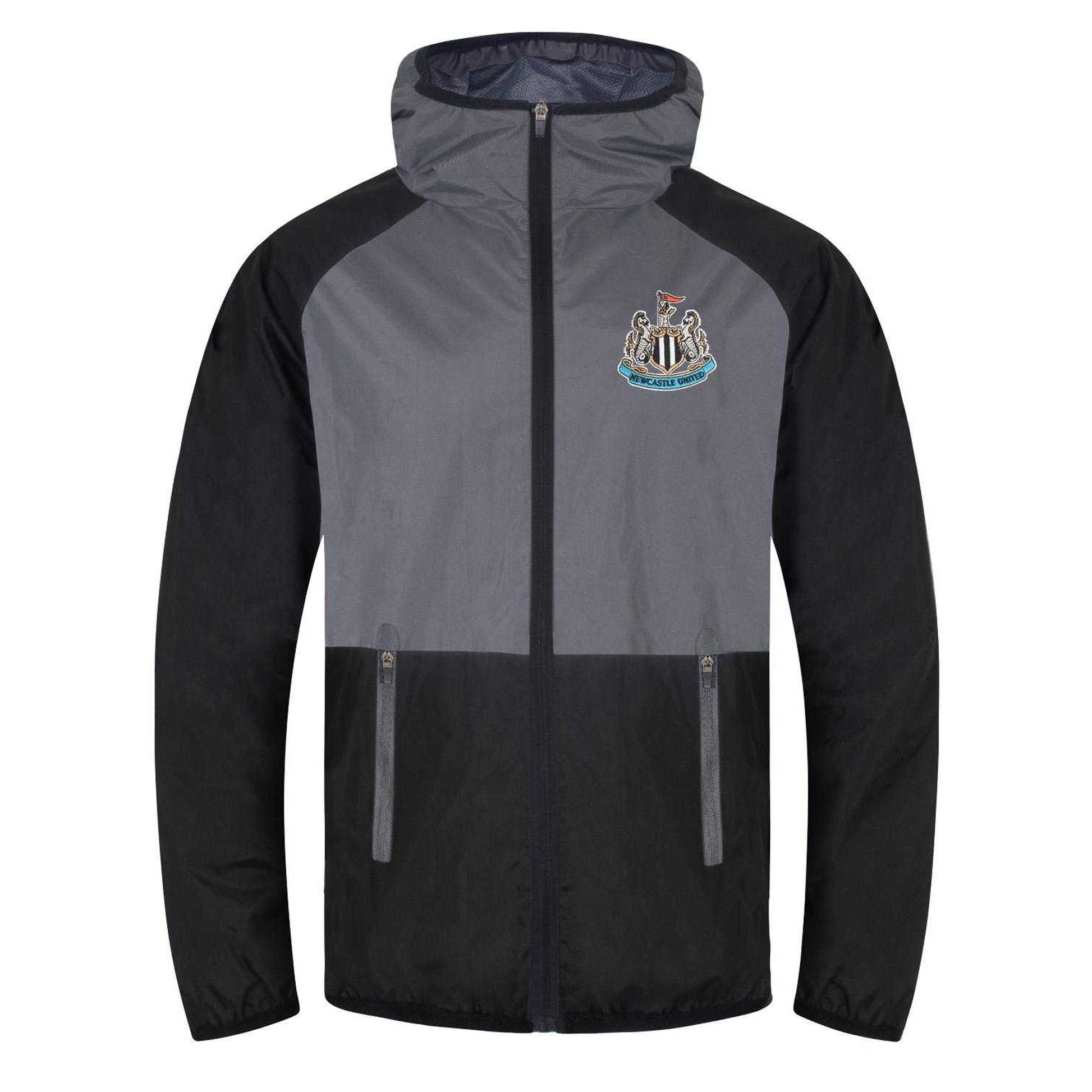 Black-Grey - Front - Newcastle United FC Mens Crest Two Tone Windbreaker