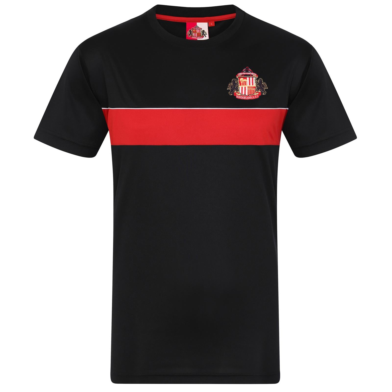 Black - Front - Sunderland AFC Mens Football Polyester T-Shirt
