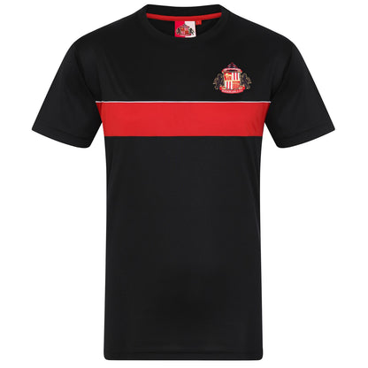 Black - Front - Sunderland AFC Mens Football Polyester T-Shirt