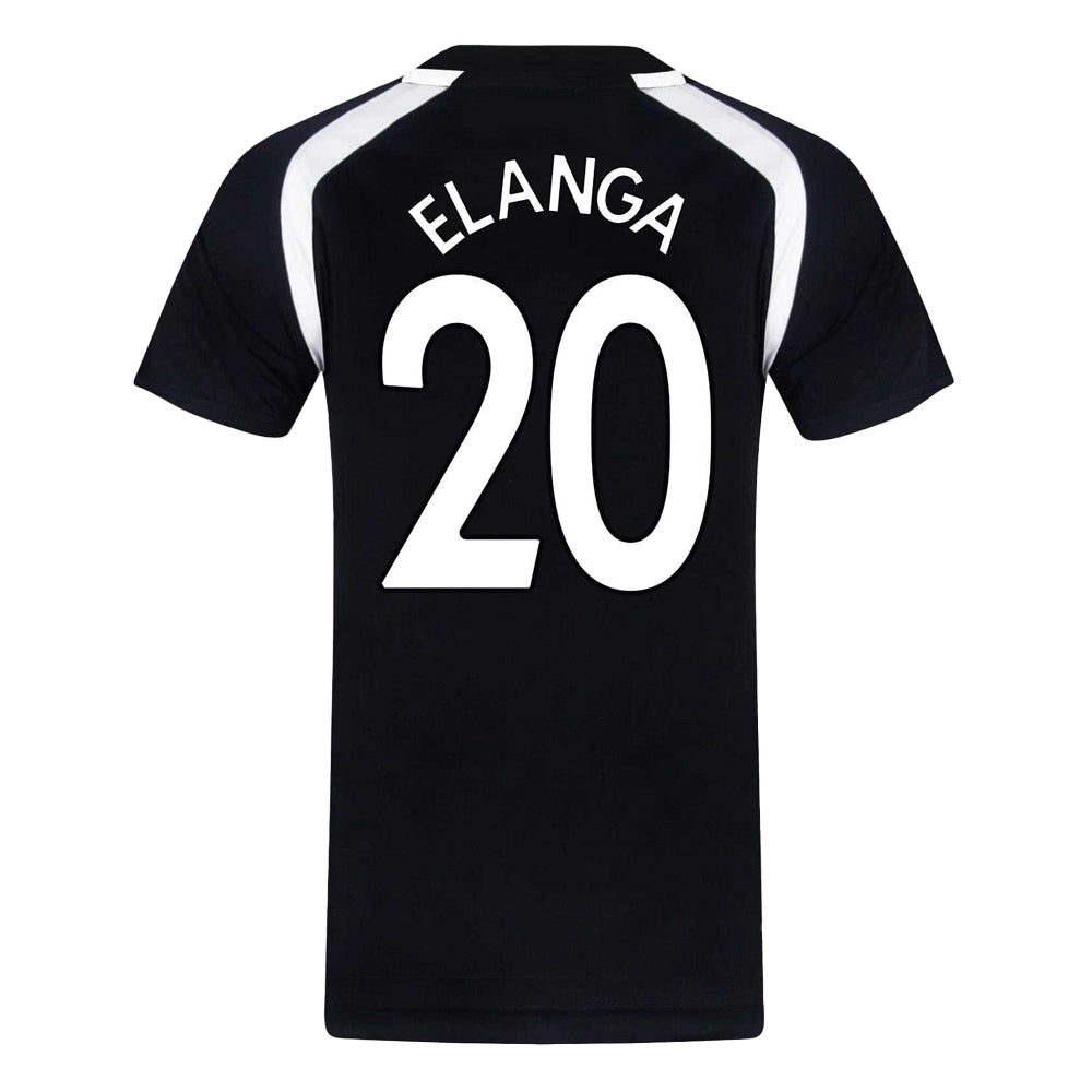 Black - Back - Newcastle United FC Boys Elanga 20 Polyester T-Shirt