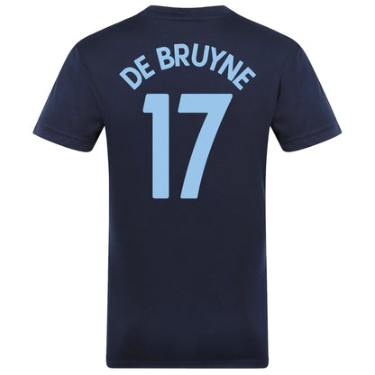 Navy - Front - Manchester City FC Mens De Bruyne 17 Polyester T-Shirt