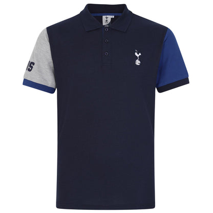 Navy - Front - Tottenham Hotspur FC Mens Contrast Polo Shirt
