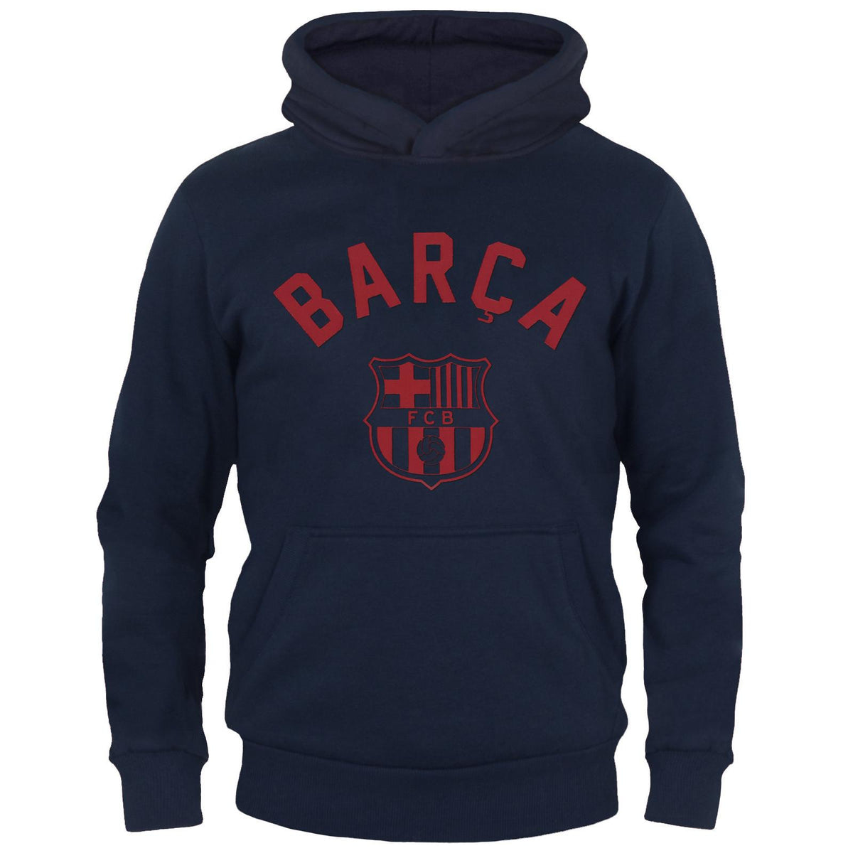 Navy Blue - Front - FC Barcelona Boys Fleece Hoodie