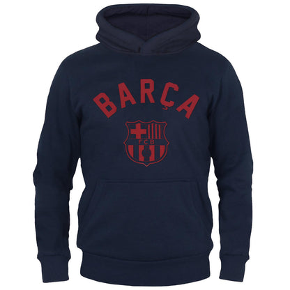 Navy Blue - Front - FC Barcelona Boys Fleece Hoodie
