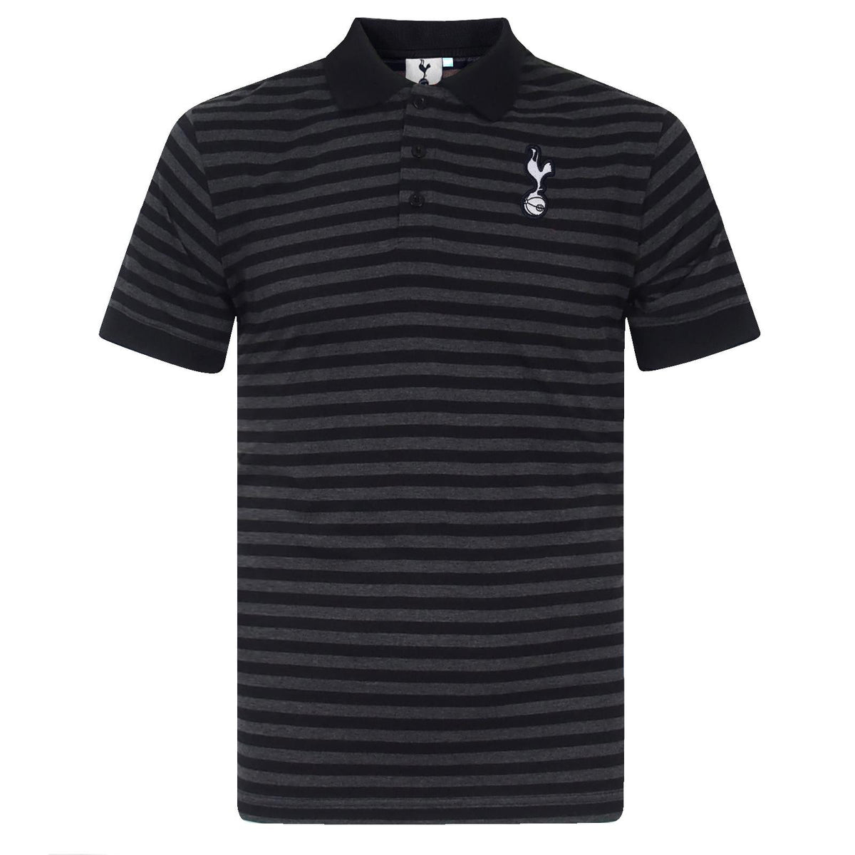 Black-Grey - Front - Tottenham Hotspur FC Mens Stripe Polo Shirt