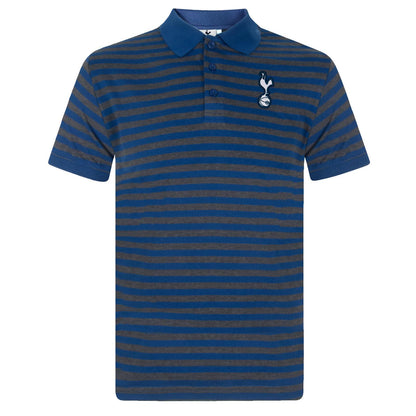 Blue-Grey - Front - Tottenham Hotspur FC Mens Stripe Polo Shirt