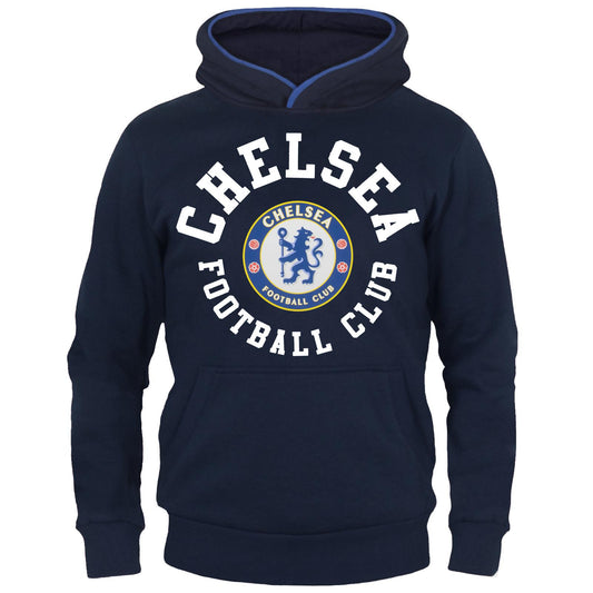 Navy Blue - Front - Chelsea FC Boys Graphic Fleece Hoodie