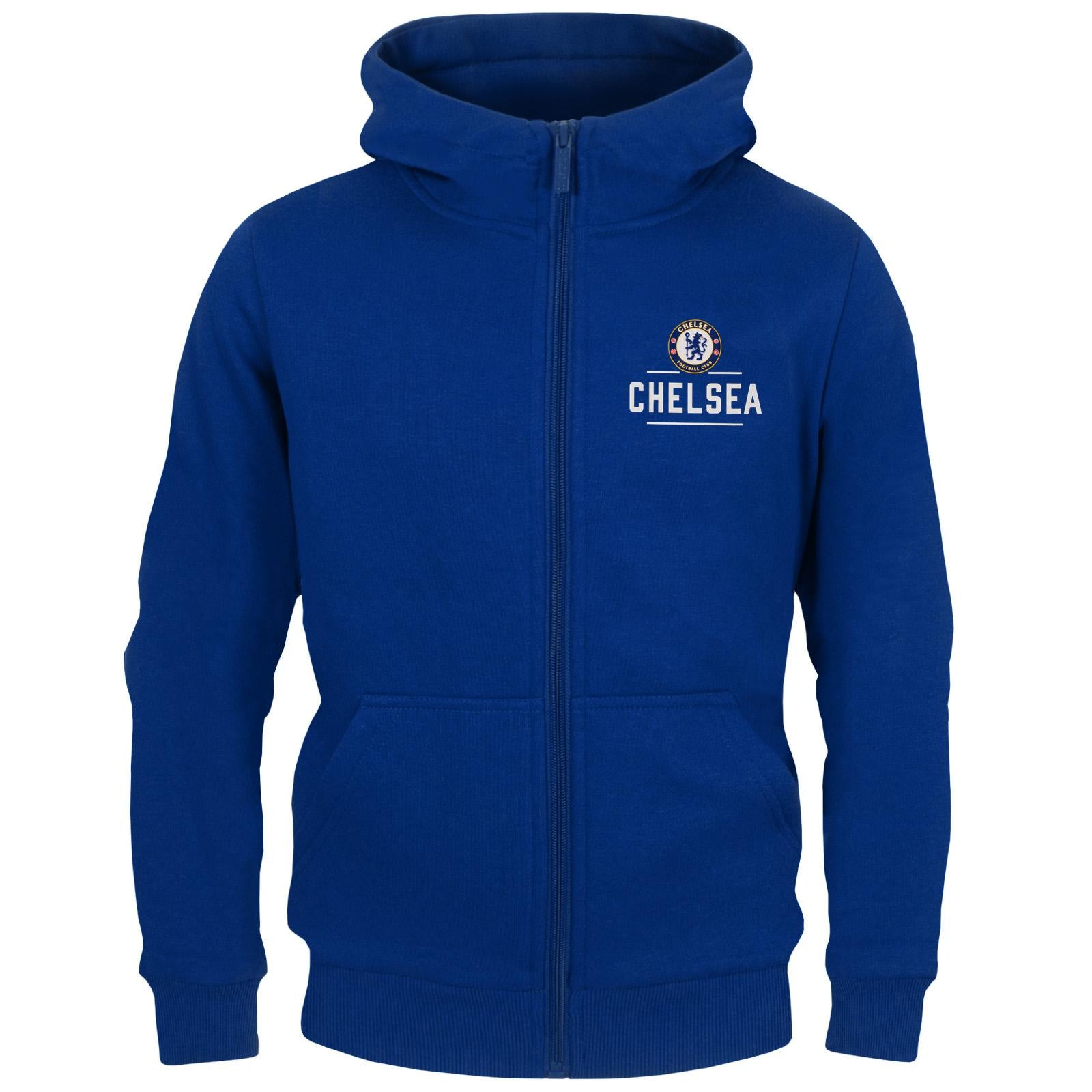 Royal Blue - Front - Chelsea FC Boys Full Zip Hoodie