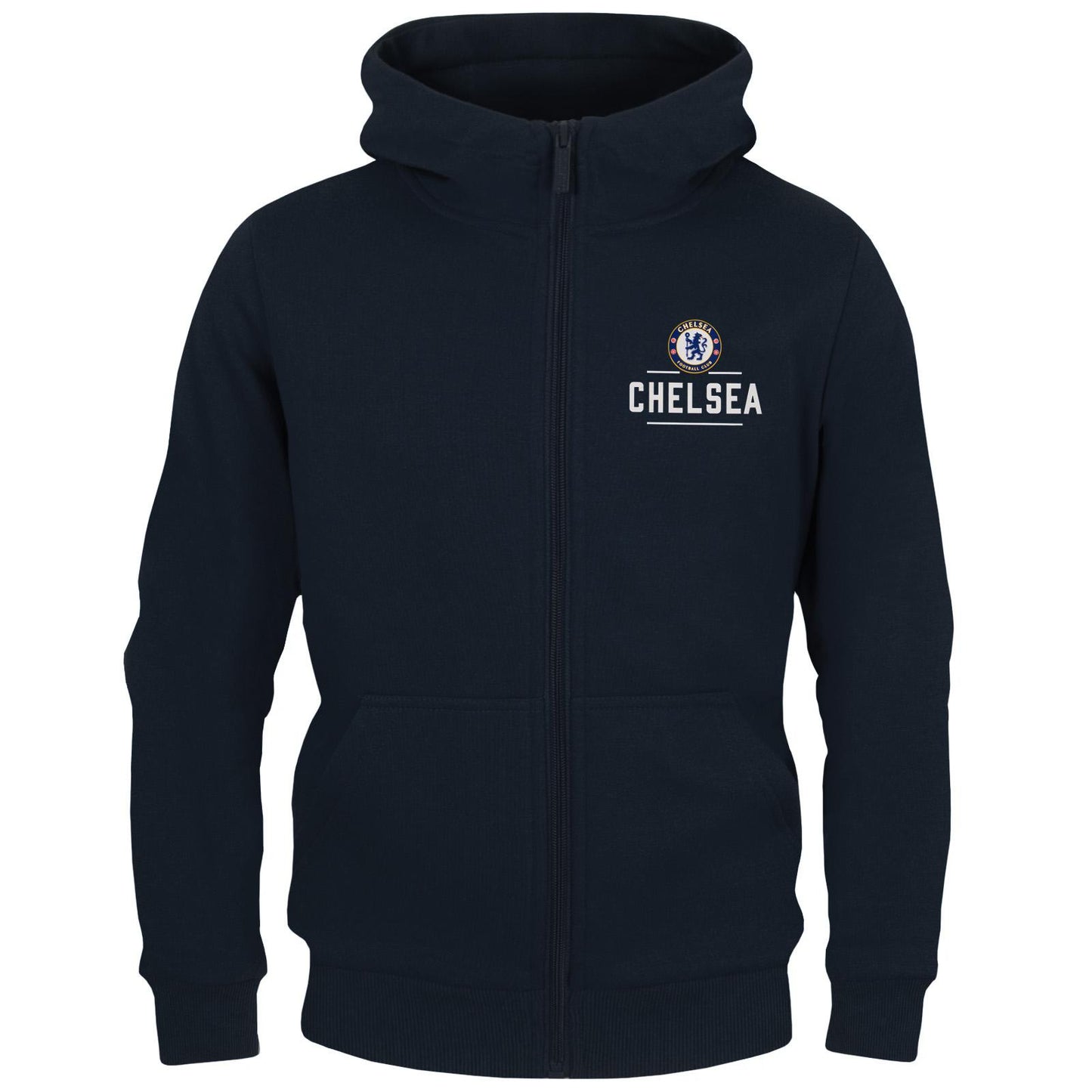 Navy Blue - Front - Chelsea FC Boys Full Zip Hoodie