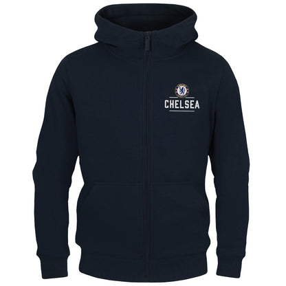 Navy Blue - Front - Chelsea FC Boys Full Zip Hoodie
