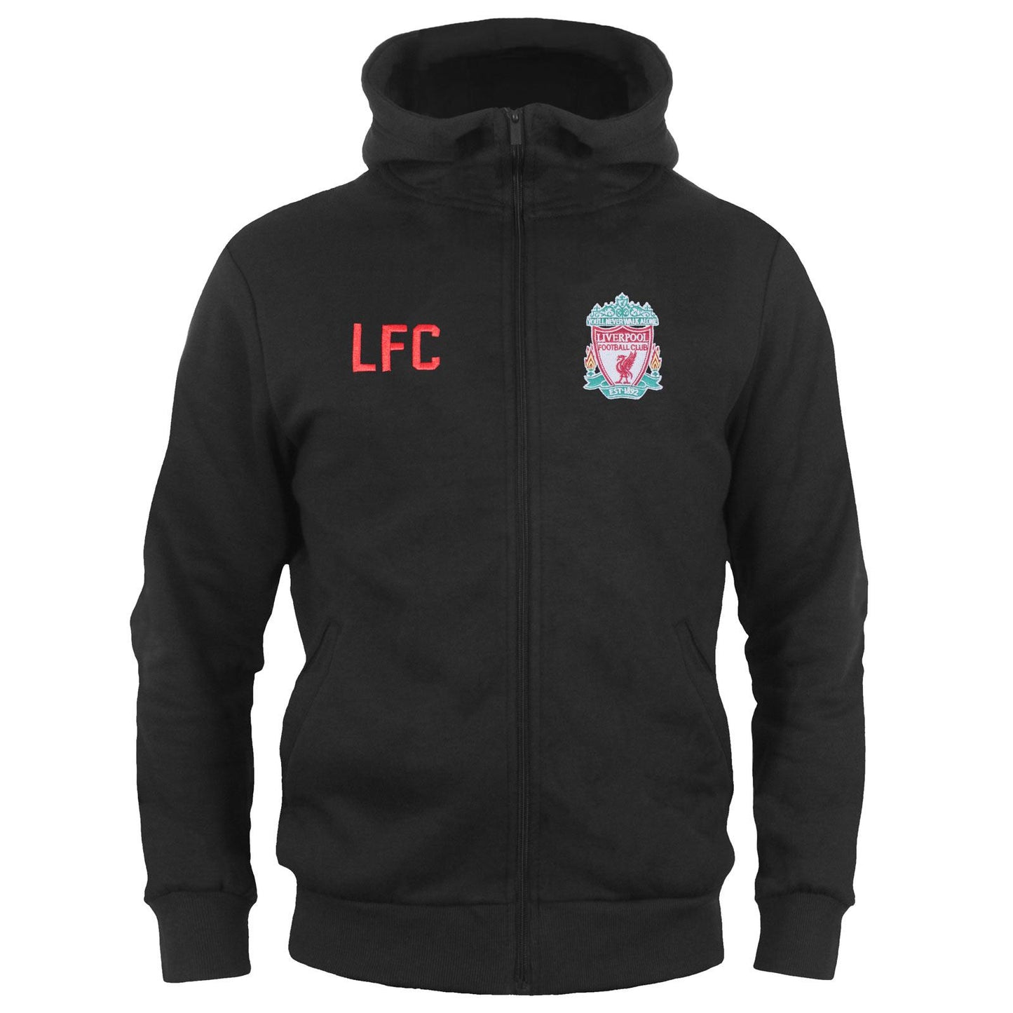 Black - Front - Liverpool FC Boys Fleece Full Zip Hoodie