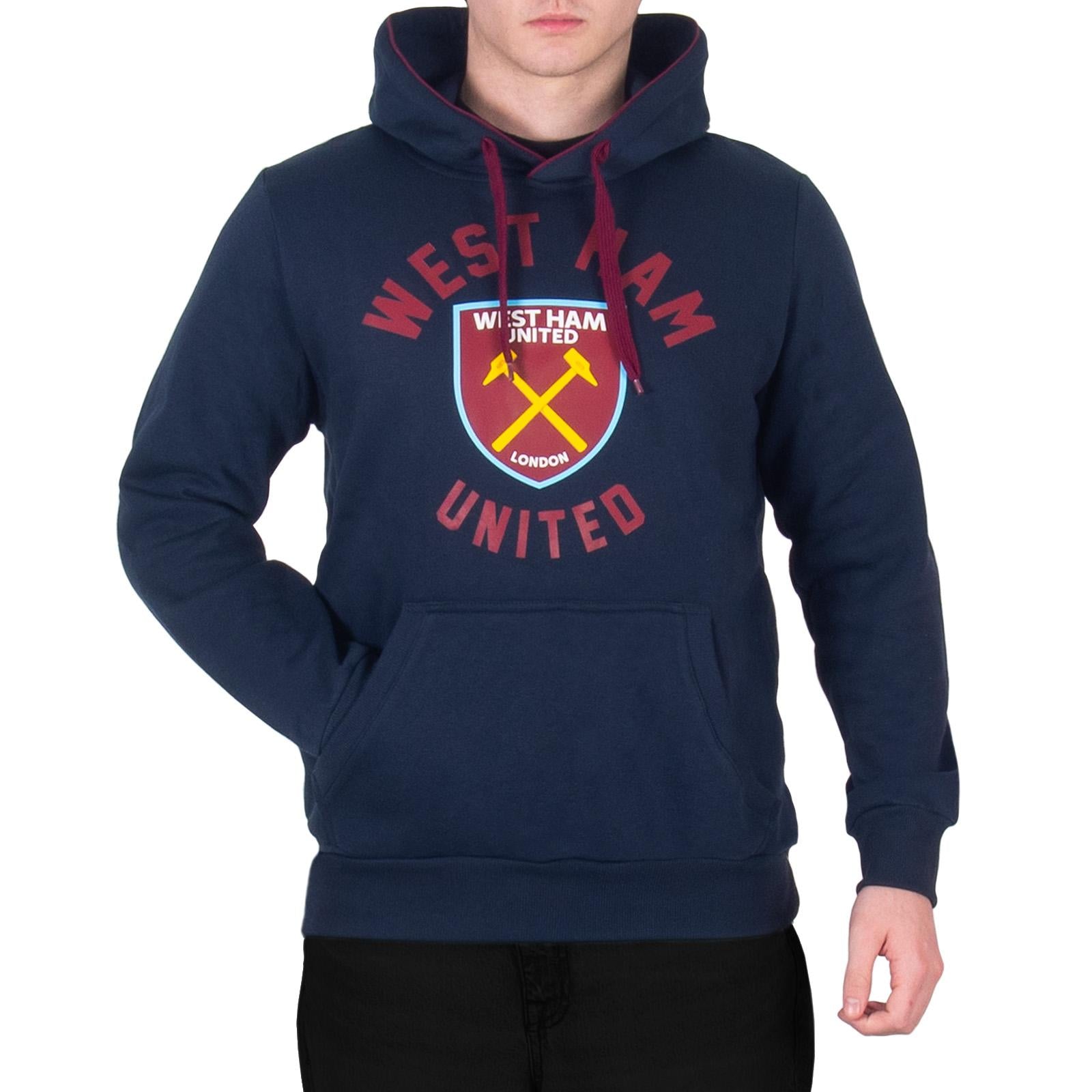 Navy - Back - West Ham United FC Mens Graphic Fleece Hoodie