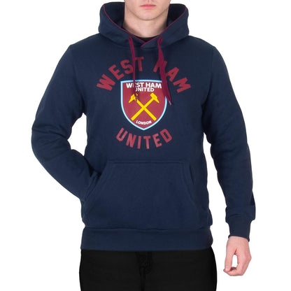 Navy - Back - West Ham United FC Mens Graphic Fleece Hoodie