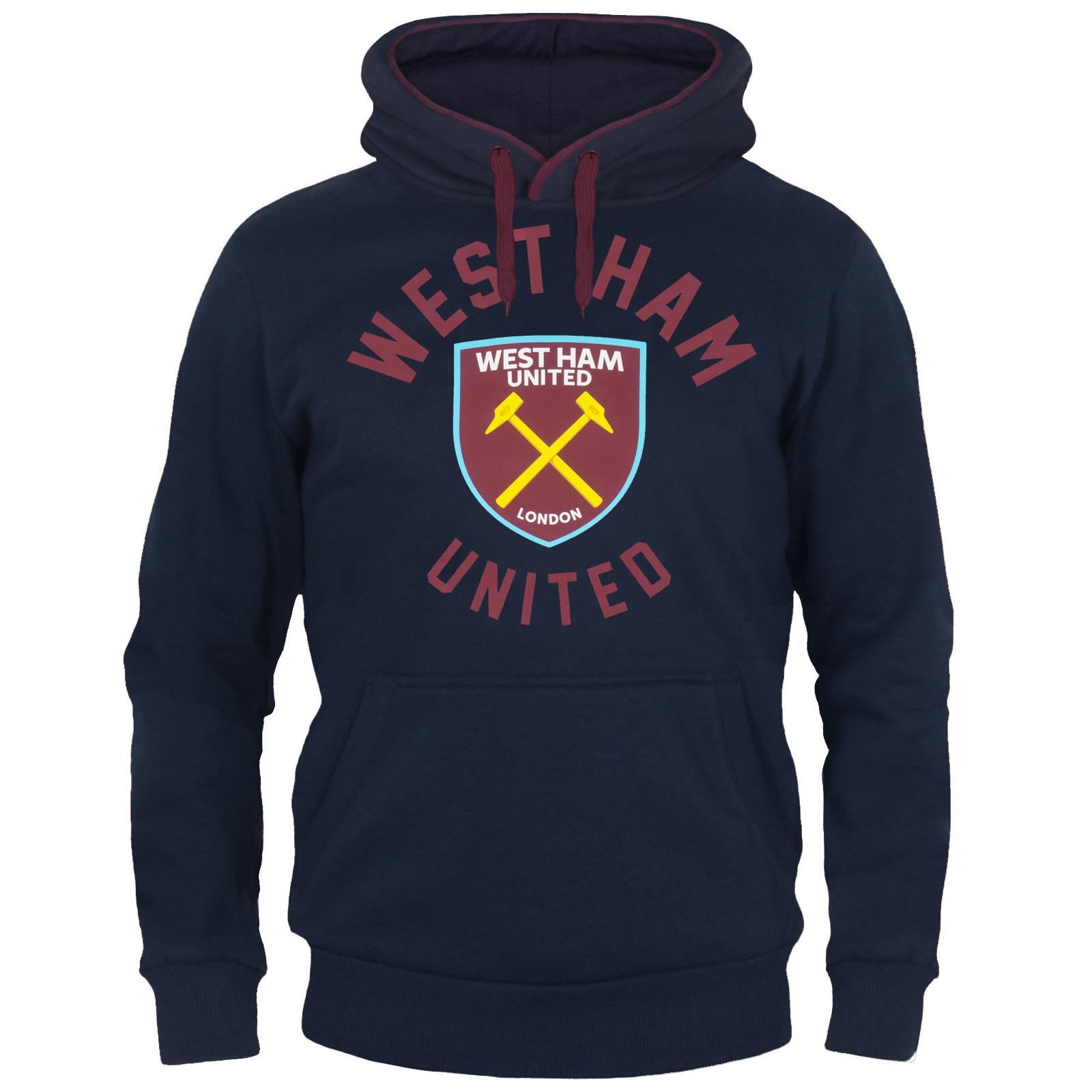 Navy - Side - West Ham United FC Mens Graphic Fleece Hoodie