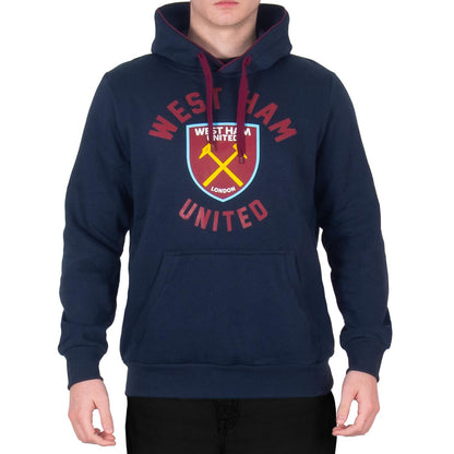 Navy - Front - West Ham United FC Mens Graphic Fleece Hoodie
