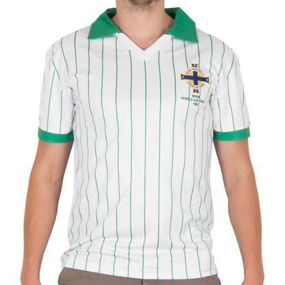 White - Back - Northern Ireland FA Mens 1982 World Cup Retro Collared T-Shirt