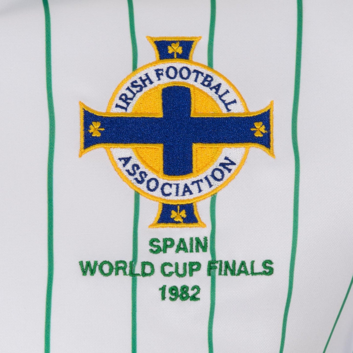 White - Side - Northern Ireland FA Mens 1982 World Cup Retro Collared T-Shirt