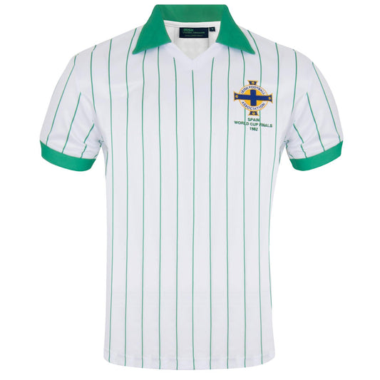 White - Front - Northern Ireland FA Mens 1982 World Cup Retro Collared T-Shirt