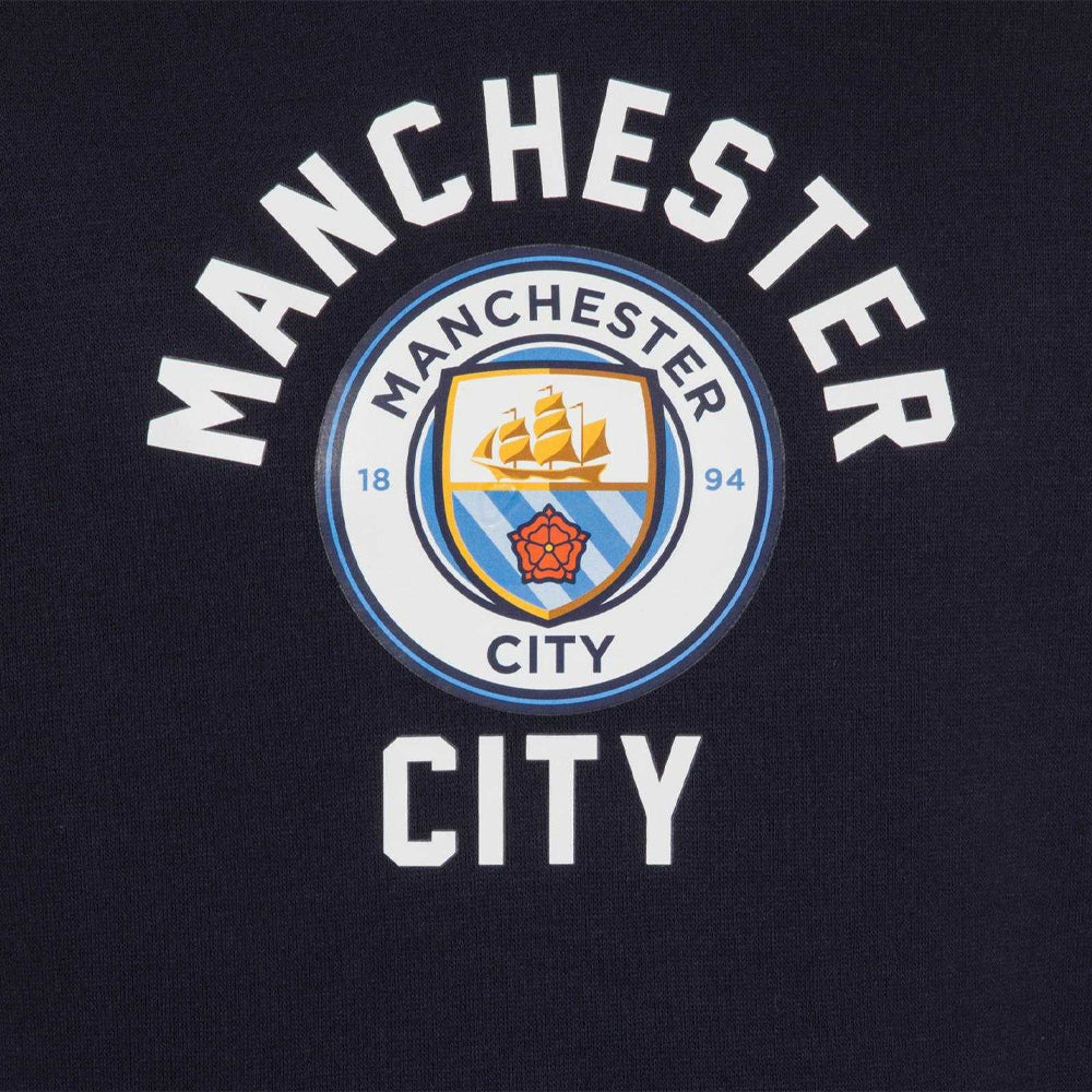 Navy Blue - Side - Manchester City FC Mens Graphic Fleece Hoodie