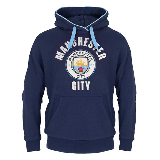 Navy Blue - Front - Manchester City FC Mens Graphic Fleece Hoodie