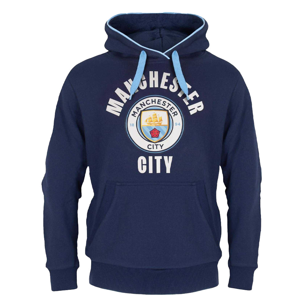 Navy Blue - Front - Manchester City FC Mens Graphic Fleece Hoodie