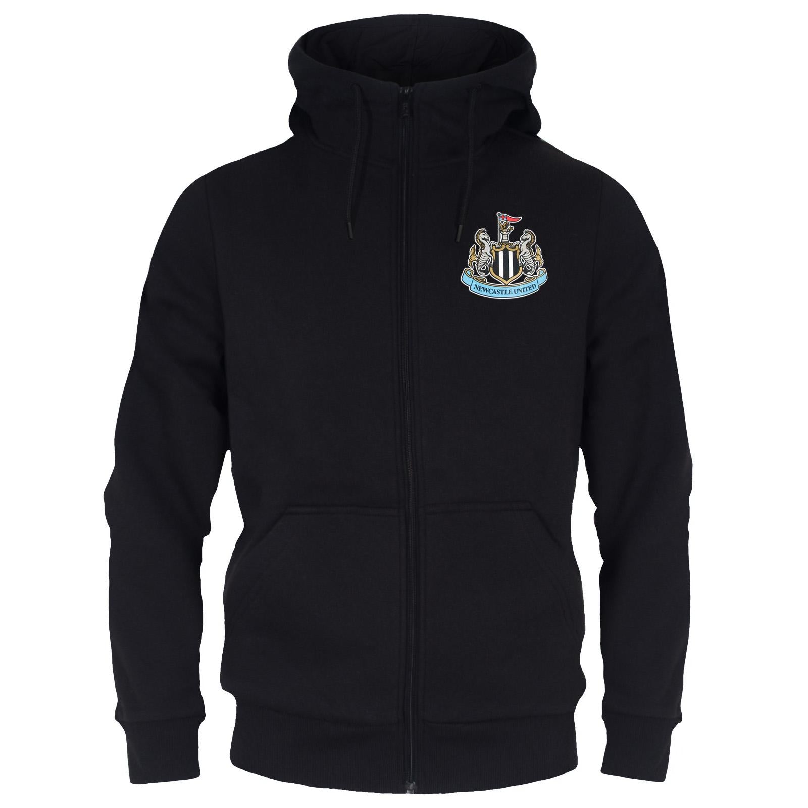 Black - Front - Newcastle United FC Mens Fleece Full Zip Hoodie
