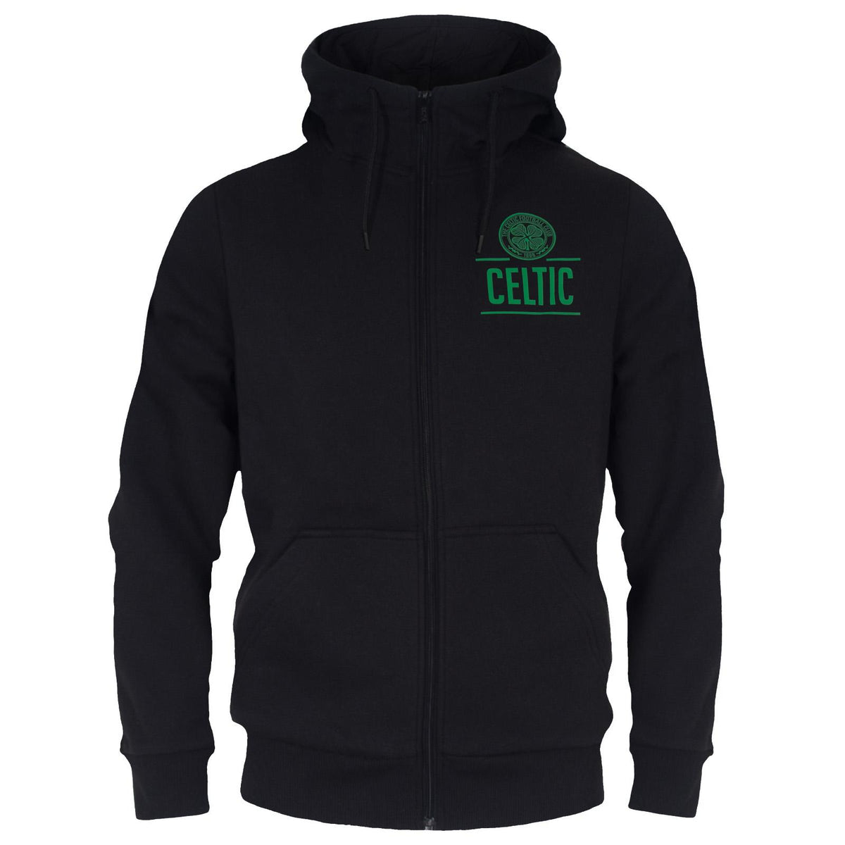 Black - Front - Celtic FC Mens Fleece Full Zip Hoodie
