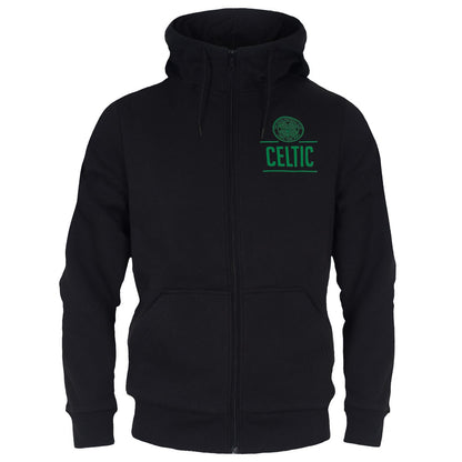 Black - Front - Celtic FC Mens Fleece Full Zip Hoodie