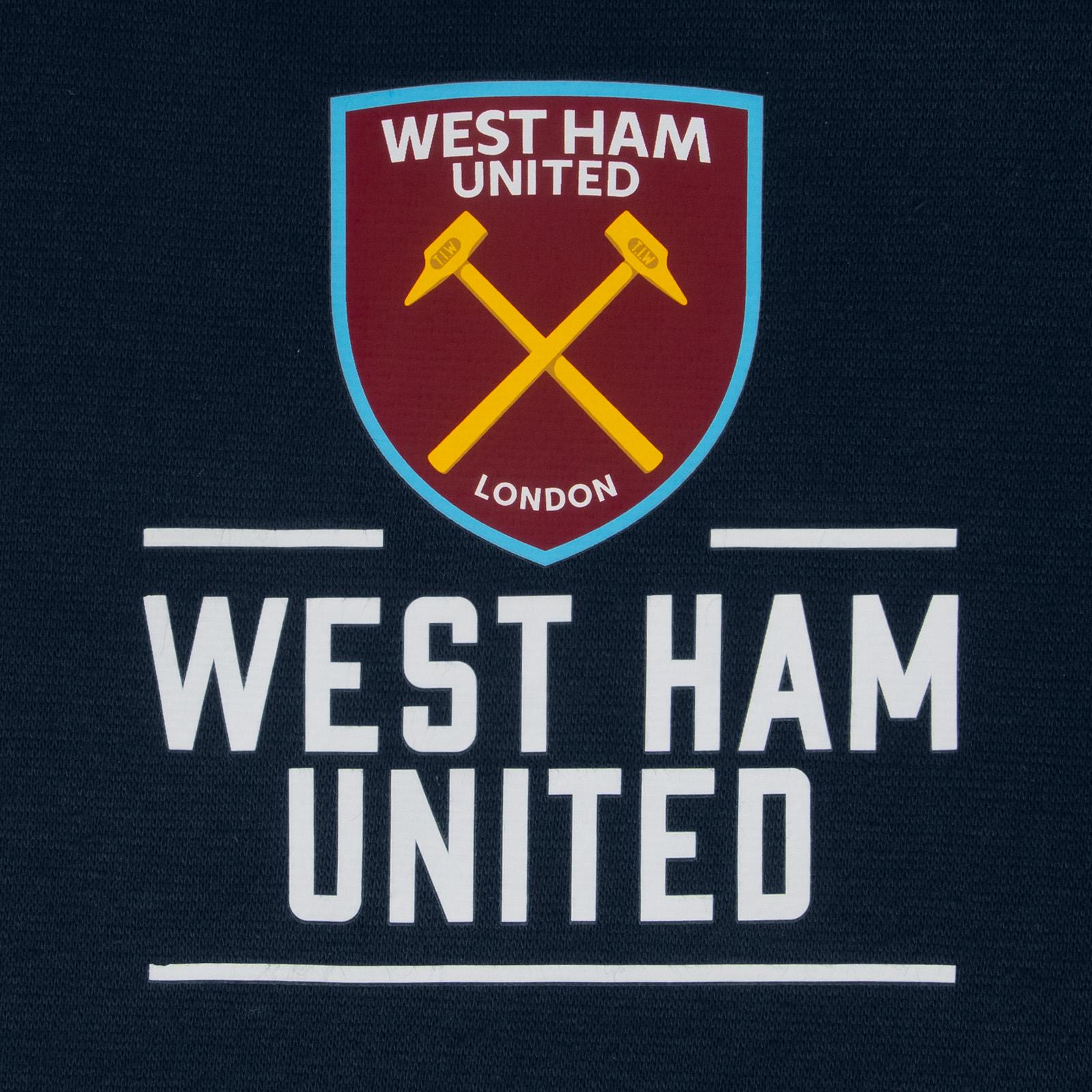 Navy - Side - West Ham United FC Mens Fleece Full Zip Hoodie